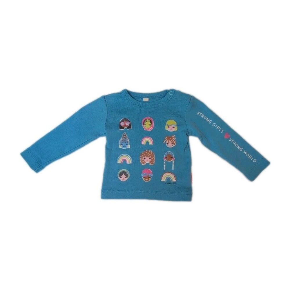 Estella Strong Girls Strong World Rainbow Graphic Long Sleeve Shirt Blue 3-6M